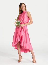 Swing Sukienka koktajlowa 5AH04500 Różowy Regular Fit. Czerwone sukienki Swing, bez wzorów, z syntetyku, wizytowe, bez kołnierzyka, bez ramiączek. Za 429.99 zł.