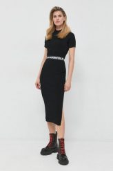 Karl Lagerfeld sukienka kolor czarny midi dopasowana. Czarne sukienki KARL LAGERFELD, l, bez wzorów, z wiskozy, bez kołnierzyka, bez ramiączek, midi, dopasowane. Za 1,409.90 zł.