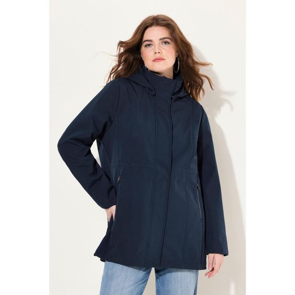 Damskie Kurtka softshell HYPRAR wodoodporna odpinany kaptur. Niebieskie kurtki przejściowe sportowe Ulla Popken, plus size, bez wzorów, z elastanu, bez kaptura, trekkingowe. Za 584.99 zł.