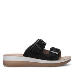 Klapki Inblu. Czarne klapki Inblu, bez wzorów, bez obcasa, bez zapięcia. Za 119.99 zł.