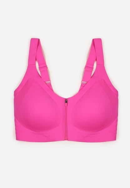 Fuksjowy Sportowy Biustonosz z Suwakiem z Przodu Eziline. Czerwone biustonosze sportowe Born2be, bez wzorów. Za 69.99 zł.