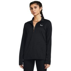 Bluza fitness damska Under Armour. Czarne bluzy Under Armour, m, bez wzorów, z materiału, sportowe, bez ramiączek, bez kaptura. Za 199.99 zł.