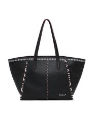 Desigual Torebka 25WAXP95 Czarny. Czarne shopper bag Desigual, bez wzorów, ze skóry, bez dodatków. Za 259.99 zł.