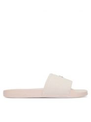 Calvin Klein Klapki Ess Slide Canvas Hdw HW0HW02960 Beżowy. Brązowe klapki Calvin Klein, bez wzorów, z materiału, bez obcasa, bez zapięcia. Za 189.99 zł.