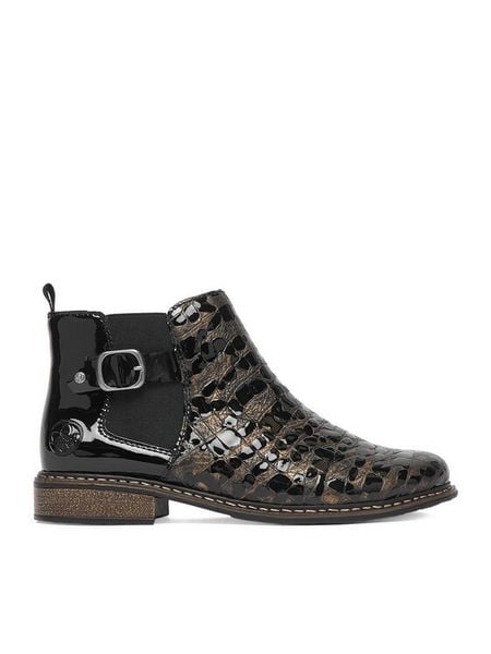 Rieker Botki CEO-Z4965-90 Brązowy ciemny. Brązowe botki Rieker, bez wzorów, ze skóry, bez obcasa, na płaskiej podeszwie, bez zapięcia. Za 389.99 zł.