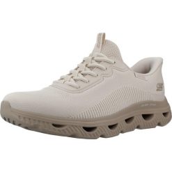 Buty SKECHERS SLIP-INS BOBS ARC WAVES Beżowy. Brązowe trekkingi Skechers, bez wzorów, z syntetyku, bez zapięcia, trekkingowe. Za 389.99 zł.