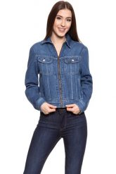 DAMSKA KURTKA JEANSOWA LEE ZIP CROPPED RIDER BELLEVILLE L54DGGMI. Niebieskie kurtki Lee, l, bez wzorów, z jeansu, bez kaptura. Za 199.99 zł.