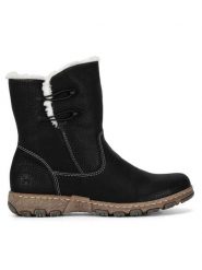 Rieker Botki Z0172-00 Czarny. Czarne botki Rieker, bez wzorów, z materiału, bez obcasa, na płaskiej podeszwie, bez zapięcia. Za 258.99 zł.