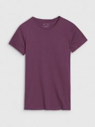 4F T-shirt slim z modalem damski - fioletowy M. Fioletowe t-shirty 4f, m, bez wzorów, z bawełny, klasyczne, bez kołnierzyka, bez ramiączek. W wyprzedaży za 39.99 zł.
