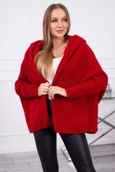 Sweter z kapturem i rękawami typu nietoperz czerwony. Czerwone swetry KESI, l, bez wzorów, z poliesteru, plus size, bez ramiączek. Za 123.43 zł.
