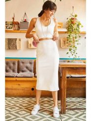 Olalook 2-częściowy zestaw w kolorze białym rozmiar: M. Białe spódnice Olalook, m, bez wzorów, midi. Za 34.93 zł.