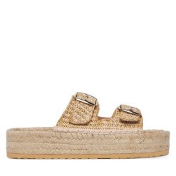 Espadryle LOVE MOSCHINO. Brązowe espadryle Love Moschino, bez wzorów, bez obcasa. Za 539.99 zł.