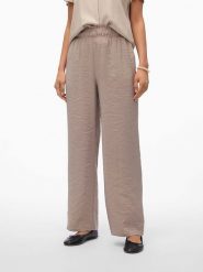 Vero Moda Spodnie "Queeny" w kolorze szarobrązowym rozmiar: M. Brązowe spodnie materiałowe Vero Moda, bez wzorów, z materiału, z podwyższonym stanem. Za 61.60 zł.