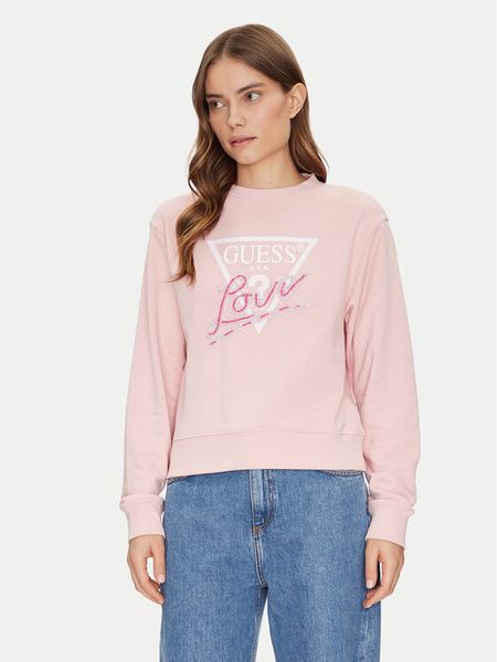 Guess Bluza W5GQ05 KB683 Różowy Regular Fit. Czerwone bluzy Guess, xl, z aplikacjami, z syntetyku, bez kaptura. Za 209.99 zł.