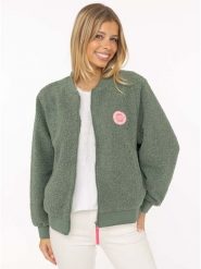 Zwillingsherz Kurtka "Good Vibes" w kolorze zielonym rozmiar: XL. Zielone kurtki Zwillingsherz, xl, bez wzorów, z polaru, bez kaptura. Za 305.29 zł.