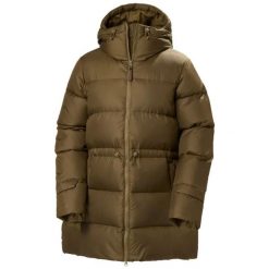 Parka damska z kapturem Helly Hansen Essence Down. Brązowe płaszcze Helly Hansen, bez wzorów, z puchu, z kapturem. Za 1,363.00 zł.