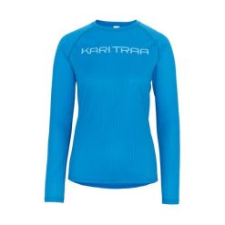 Damska koszulka termoaktywna z długim rękawem Kari Traa Ella. Niebieskie bielizna termoaktywna damska Kari Traa, bez wzorów, bez ramiączek. Za 346.50 zł.