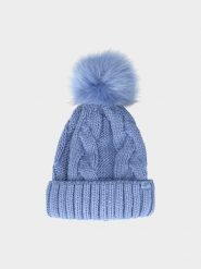 4F Czapka zimowa damska - granatowa M. Niebieskie czapki zimowe 4f, bez wzorów, z polaru, klasyczne. Za 39.99 zł.