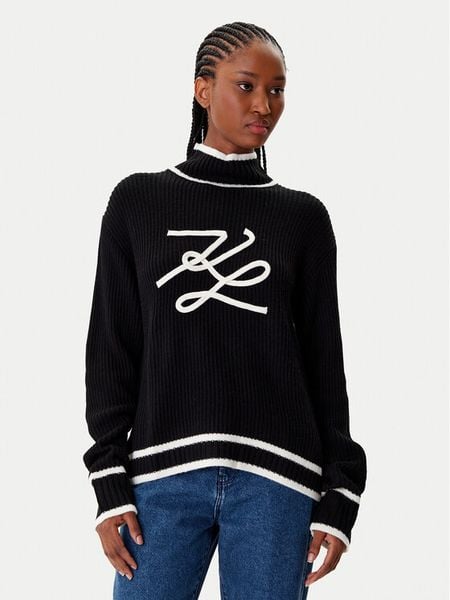 KARL LAGERFELD Golf A4W18051 Czarny Regular Fit. Czarne swetry KARL LAGERFELD, xs, bez wzorów, z syntetyku, bez ramiączek. Za 759.99 zł.