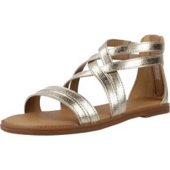 Sandały GEOX J SANDAL KARLY Złoty. Żółte sandały Geox, bez wzorów, z syntetyku, bez obcasa, bez zapięcia. Za 239.99 zł.