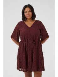 KAFFE curve Sukienka "Nima" w kolorze bordowym rozmiar: 44. Czerwone sukienki KAFFE curve, na co dzień, bez wzorów, z koronki, bez kołnierzyka, bez ramiączek, mini, proste. Za 208.99 zł.