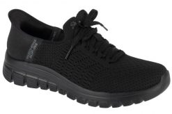 Buty sportowe Sneakersy damskie, Graceful - First Blush. Czarne buty treningowe Skechers, bez wzorów, z materiału, przed kostkę, bez zapięcia, trekkingowe. Za 279.99 zł.