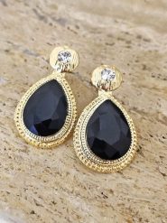 Luja Bijoux Pozłacane kolczyki-wkrętki z cyrkoniami rozmiar: onesize. Czarne kolczyki Luja Bijoux, z agatem, pozłacane. Za 70.24 zł.