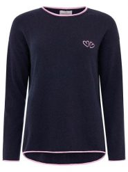 Zwillingsherz Sweter "Double heart" w kolorze granatowym rozmiar: L. Niebieskie swetry Zwillingsherz, l, z aplikacjami, z kaszmiru, bez ramiączek. Za 193.70 zł.
