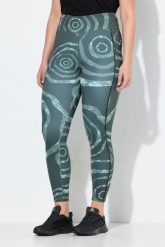 Damskie Legginsy sportowe szybkoschnące kieszenie z recyklingu. Zielone legginsy Ulla Popken, bez wzorów, z elastanu, sportowe. Za 239.99 zł.