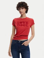 Desigual T-Shirt Love Dsgl 25SWTK10 Czerwony Regular Fit. Czerwone t-shirty Desigual, m, bez wzorów, z bawełny, bez kołnierzyka, bez ramiączek. Za 99.99 zł.