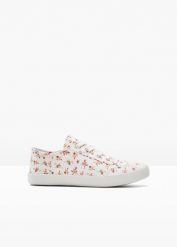 Sneakersy. Białe buty sportowe lifestyle bonprix, bez wzorów, sportowe, bez zapięcia. Za 79.99 zł.