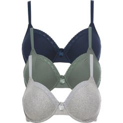 Biustonosz (3 szt.) bonprix szary melanż + ciemnoniebieski + oliwkowy. Biustonosze bonprix. Za 59.97 zł.