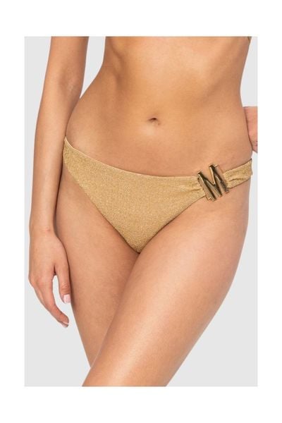 MOSCHINO Złoty dół od bikini, Rozmiar S. Żółte bikini MOSCHINO, bez wzorów. W wyprzedaży za 99.99 zł.