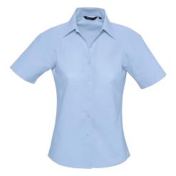 Bluzka Z Krótkim Rękawem Elite Oxford Dla Pań I Panów. Niebieskie bluzki SOL'S, s, bez wzorów, casualowe, bez kołnierzyka, bez ramiączek. Za 131.99 zł.