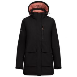Damska Kurtka Wodoodporna Hosho. Czarne kurtki Trespass, bez wzorów, sportowe, bez kaptura. Za 391.99 zł.
