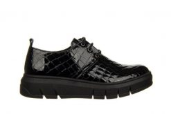 Półbuty Bayla-161 161 745 18 Black Croco 161616, Czarny, Skóra lakierowana - 38. Czarne półbuty wsuwane Bayla, bez wzorów, z gumy, eleganckie, bez obcasa. W wyprzedaży za 314.10 zł.