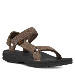 Sandały Teva. Zielone sandały Teva, bez wzorów, sportowe, bez obcasa, bez zapięcia. Za 289.99 zł.
