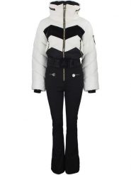 Peak Mountain Kombinezon narciarski "Antiero" w kolorze czarno-białym rozmiar: XL. Białe kombinezony Peak Mountain, m, bez wzorów, z tkaniny, sportowe, bez kołnierzyka, bez ramiączek. Za 721.37 zł.