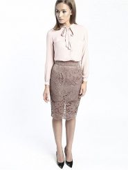 ECHO Spódnica w kolorze beżowym rozmiar: 40. Brązowe spódnice ECHO, bez wzorów, z koronki, midi. Za 127.65 zł.