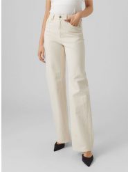 Vero Moda Dżinsy - Regular fit - w kolorze kremowym rozmiar: W31/L32. Brązowe jeansy Vero Moda, l, z aplikacjami, ze skóry, klasyczne, z podwyższonym stanem. Za 123.53 zł.