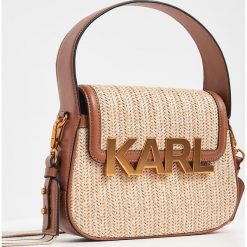 Torebka pleciona KARL LAGERFELD. Brązowe torebki klasyczne KARL LAGERFELD, z aplikacjami, do ręki, duże, bez dodatków. W wyprzedaży za 950.95 zł.