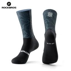 Skarpety rowerowe, kolarskie, sportowe kompresyjne do połowy łydki ROCKBROS. Czarne skarpetki ROCKBROS, bez wzorów, z materiału. Za 59.99 zł.