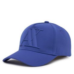 Czapka z daszkiem Armani Exchange. Niebieskie czapki z daszkiem Armani Exchange, bez wzorów. Za 179.99 zł.