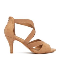 Sandały JENNY. Brązowe sandały Jenny, bez wzorów, bez obcasa, na szpilce, bez zapięcia. Za 129.99 zł.