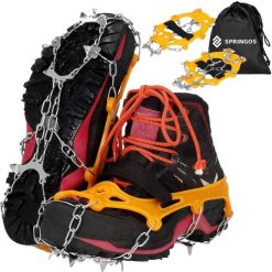 Raczki na buty Springos stalowe antypoślizgowe nakładki 36-40. Brązowe buty trekkingowe Springos, bez wzorów, bez zapięcia, trekkingowe. Za 21.99 zł.