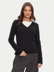 Tommy Hilfiger Sweter WW0WW43505 Czarny Regular Fit. Czarne swetry Tommy Hilfiger, l, bez wzorów, z wełny, bez ramiączek. Za 559.99 zł.