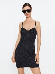 ROTATE Sukienka koktajlowa Lace 111030100 Czarny Slim Fit. Czarne sukienki ROTATE, bez wzorów, z syntetyku, wizytowe, bez kołnierzyka, bez ramiączek. Za 549.99 zł.