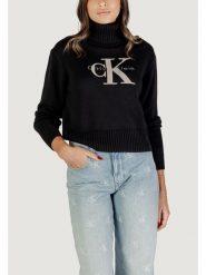 Calvin Klein Jeans Sweter CHENILLE MONOLOGO SW Czarny Casual Fit. Czarne swetry Calvin Klein Jeans, xxl, bez wzorów, z jeansu, casualowe, bez ramiączek. Za 425.17 zł.