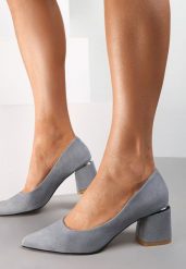 Szare Czółenka Sireirene. Szare czółenka Renee, bez wzorów, bez obcasa, na słupku, bez zapięcia. W wyprzedaży za 67.99 zł.