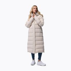 Płaszcz puchowy damski Columbia Amaze Puff Long Hooded. Brązowe płaszcze Columbia, bez wzorów, z puchu, sportowe, bez kaptura. Za 1,199.00 zł.